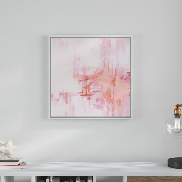 Blush Pink Abstract Framed Graphic Art Print on Canvas